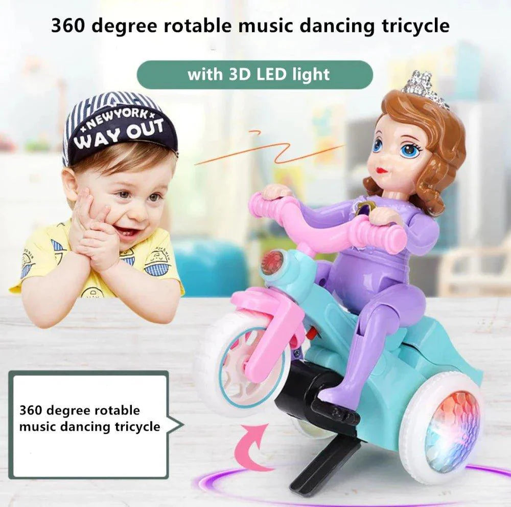 Lightning & Musical Stunt Bike Tricycle Bump Go Scooter Toy