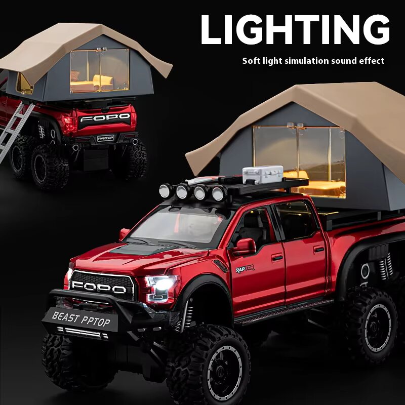 Diecast Model Ford Beast Raptor F150 Camping RV 1/24