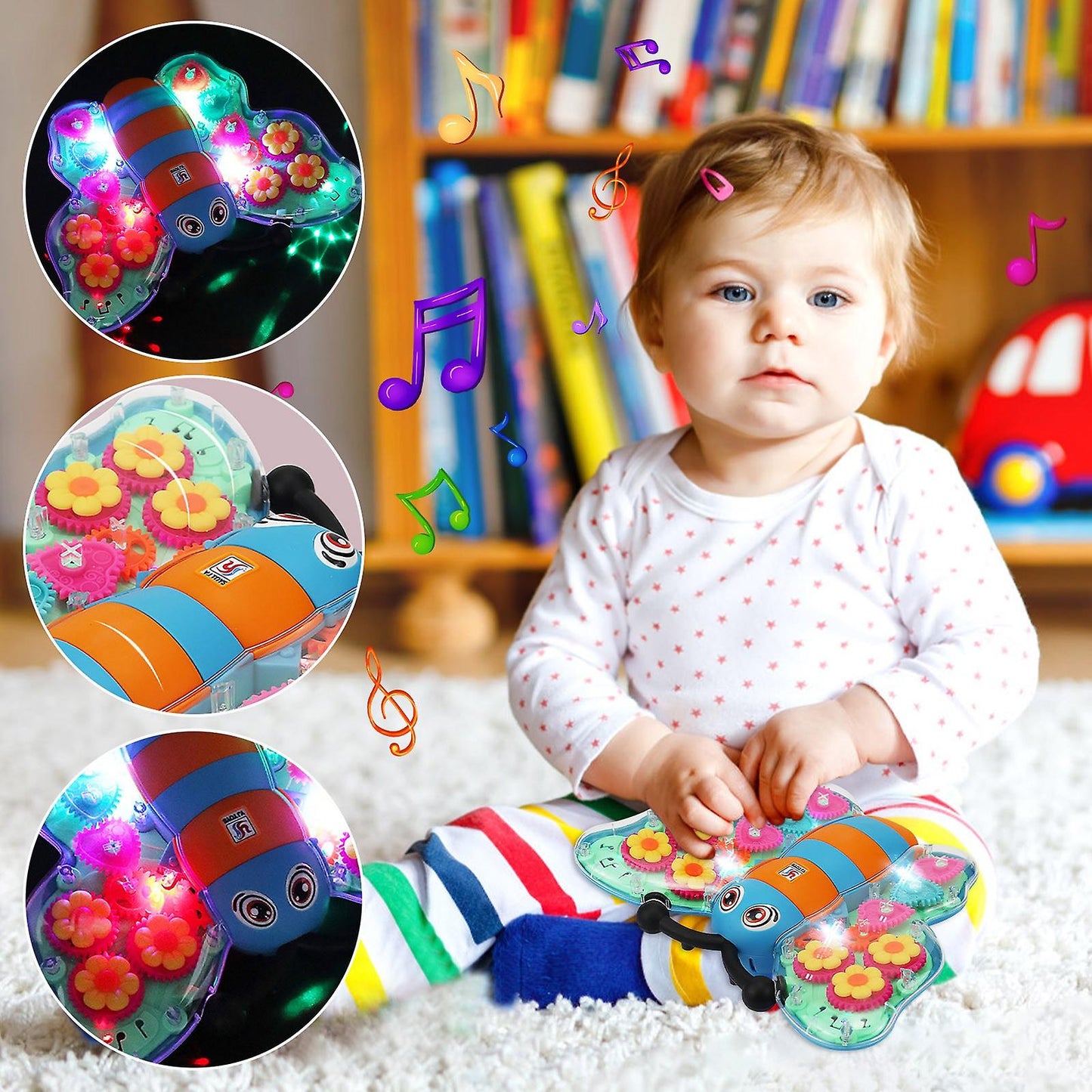 Electric Gear Butterfly Music Light Rotation Toy