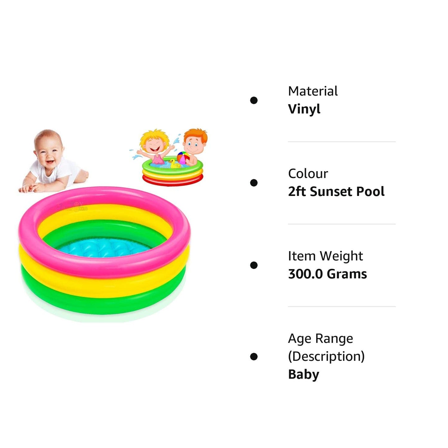 KiddieWink™ Inflatable Rainbow Color Swimming Pool