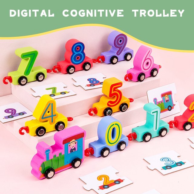 Interactive Wooden Montessori Train With Puzzles