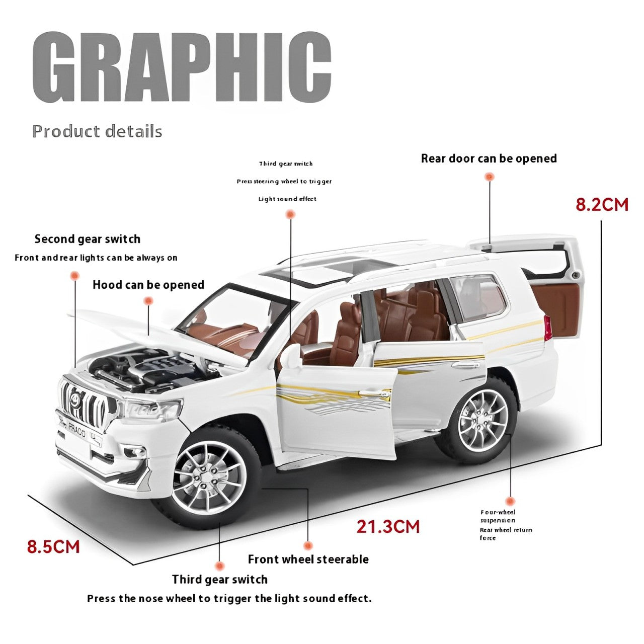 Diecast Model Officially Licensed Toyota Land Cruiser Prado 1/24