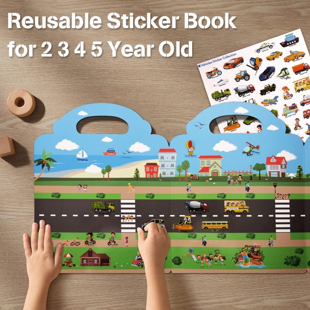 Fun Learning Reusable Sticker Book For Kids (Vehicles)