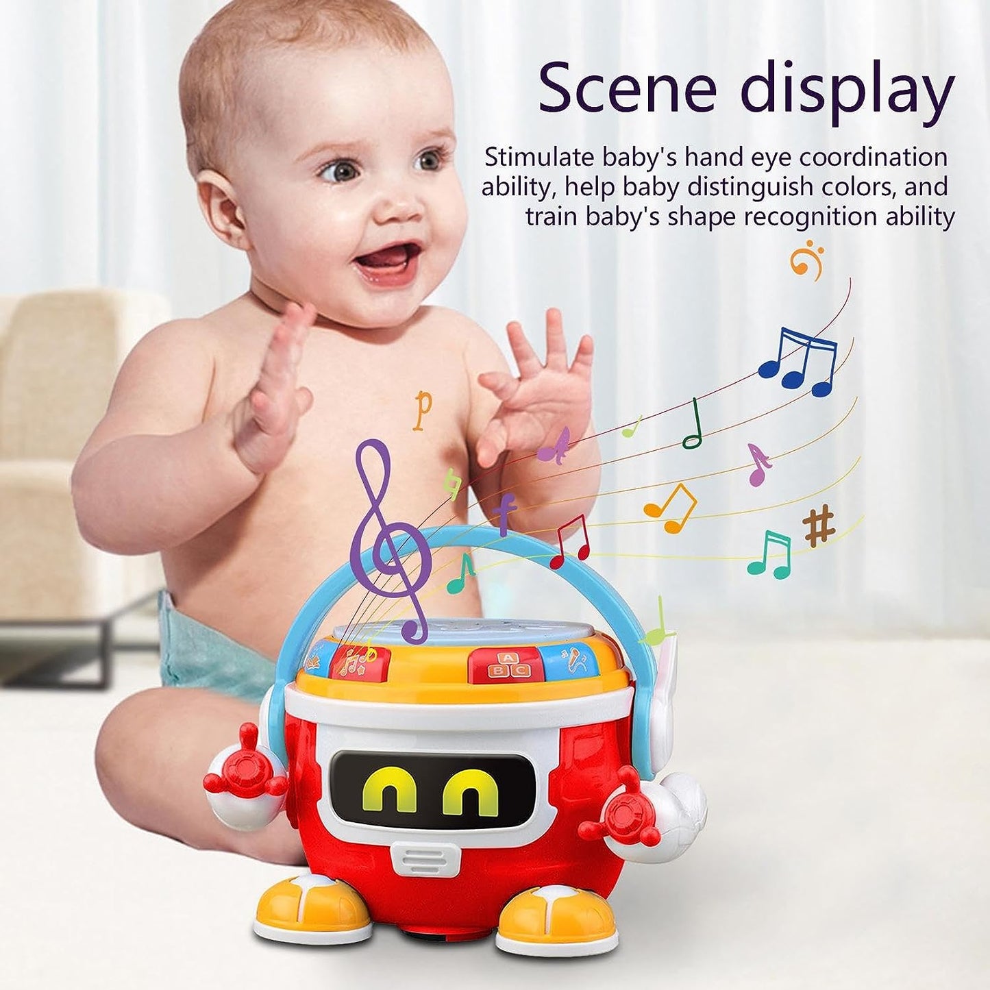 Lightning & Musical Drum Robot For Kids