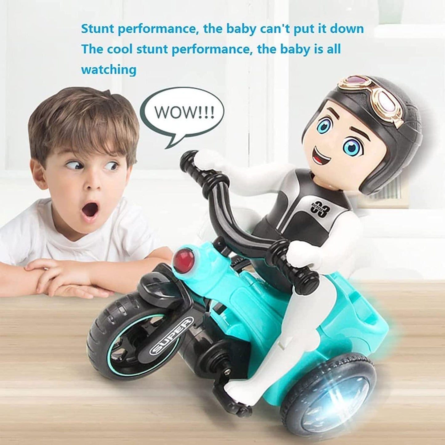 Lightning & Musical Stunt Bike Tricycle Toy