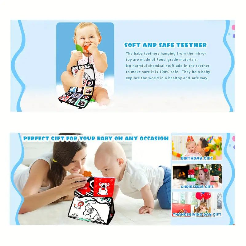 Tummy Time Mirror Sensory Cloth Book For Toddler