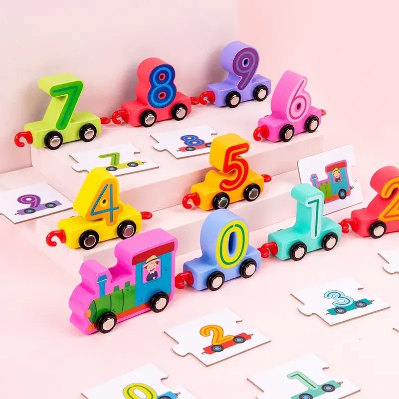 Interactive Wooden Montessori Train With Puzzles