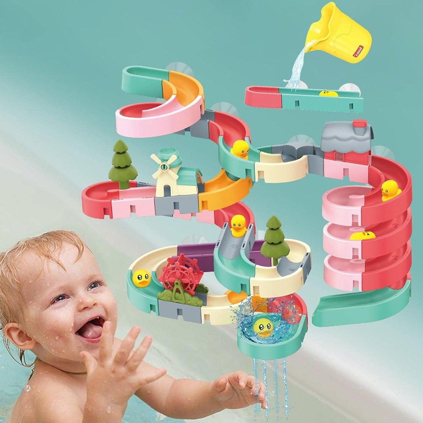 Kids DIY Quack Slide Bath Toy (62 Pcs)