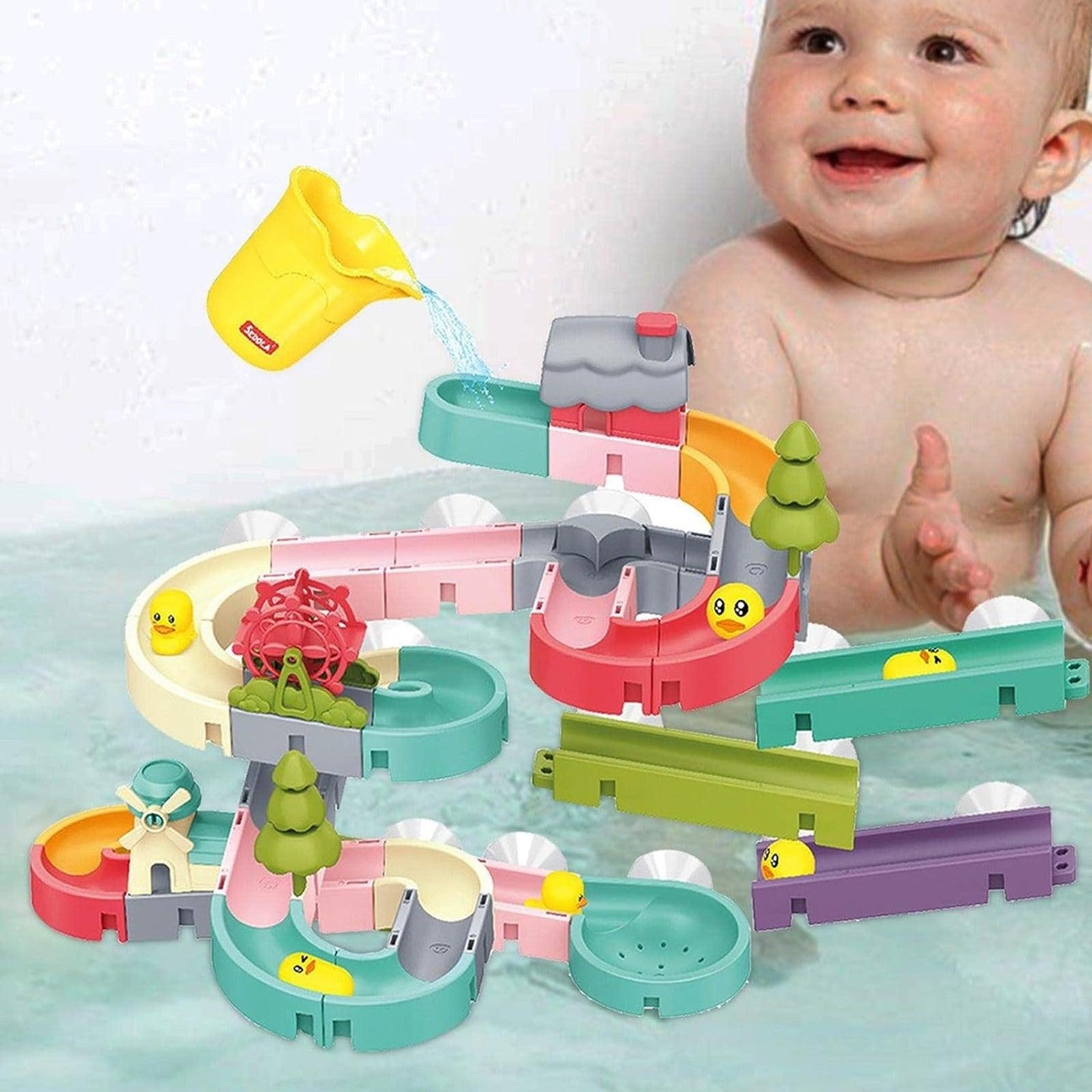 Kids DIY Quack Slide Bath Toy (62 Pcs)