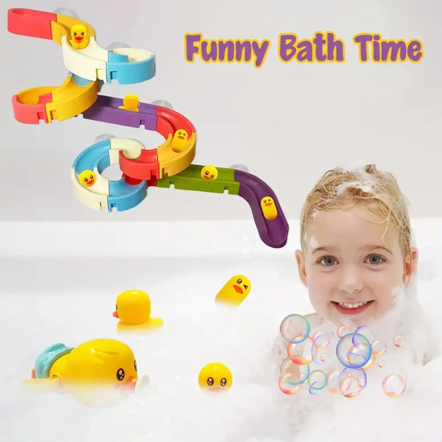 Kids DIY Quack Slide Bath Toy (62 Pcs)